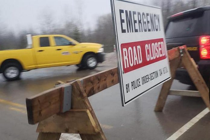 Highway 28 is closed between Haultain Road and Apsley while police document a head-on-collision that claimed the life of one driver. Pictured is a closure of Highway 28 following another head-on collision in February 2019 on the same stretch of highway. (Photo courtesy of Geri-Lynn Cajindos)