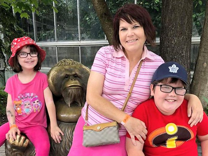 Buffy Molleson with her children Ocean, 8, and Ashton, 9. The Molleson family has been selected as the first family to own one of two homes that Habitat for Humanity Peterborough & Kawartha Region is building in Bobcaygeon this spring. (Supplied photo)