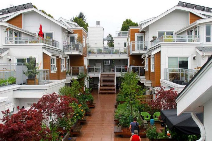 The Kawartha Commons cohousing group is looking at potential sites in Peterborough to create the first cohousing development in the Kawarthas by 2023. Pictured is the Vancouver Cohousing project in British Columbia, launched in 2016, which features 31 units in an old traditional neighbourhood, with a mix of young children and parents, seniors, and single people. (Photo: Canadian Cohousing Network)