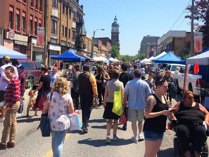 The Peterborough Downtown Farmers' Market opens for the 2019 season on Wednesday, May 1. To accommodate ongoing construction of the new urban park at Louis Street, this year's market will again be located on Charlotte St. between George and Louis, which will be closed to traffic while the market runs from 8:30 a.m. until 2 p.m. every Wednesday. (Photo courtesy of Peterborough Downtown Farmers' Market)