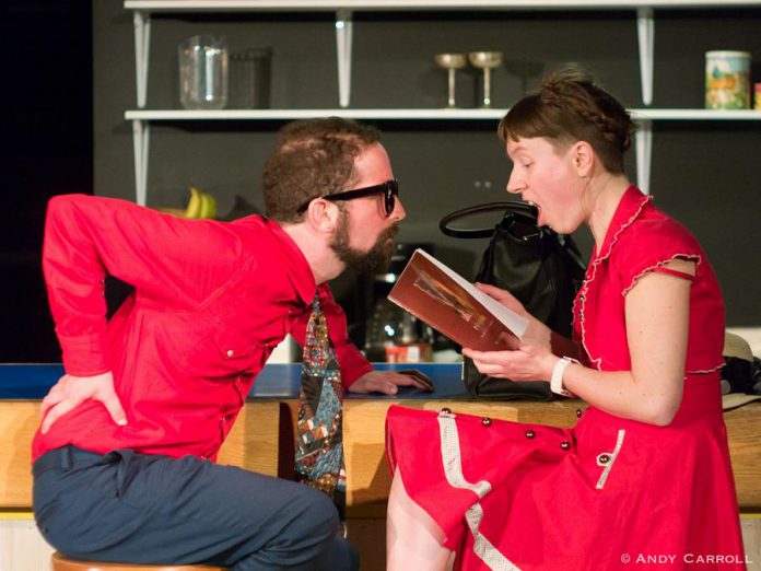 Chris Jardin as Earnest and Robyn Smith as Ernestine, newlyweds who move into their first home and soon discover each other's annoying foibles. Directed by Ryan Kerr, "The Anger in Ernest and Ernestine" runs at The Theatre on King in downtown Peterborough from April 11 to 13, 2019. (Photo: Andy Carroll)