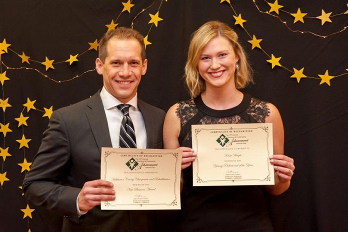 Two of the award recipients at the Haliburton Chamber's  Business and Community Achievement Awards Gala: Haliburton County Chiropractic & Rehabilitation for New Business of the Year and Dr. Kassie Wright for Young Professional of the Year. (Photo: Haliburton Highlands Chamber of Commerce)