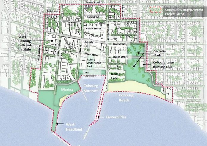 Eligible applicants for 2019 Downtown Cobourg Vitalization Community Improvement Plan are building owners within the defined project area. (Map: Town of Cobourg)