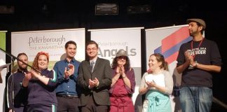 The six finalists of the 2019 Bears' Lair entrepreneurial competition (Transit One, AVROD, Alexander Optical, Electric Juice Factory, Emily Mae's Cookies & Sweets, and PedalBoro) are competing for two cash prizes at the final pitch event on April 30th at The Venue in downtown Peterborough. (Photo: Jeannine Taylor / kawarthaNOW.com)