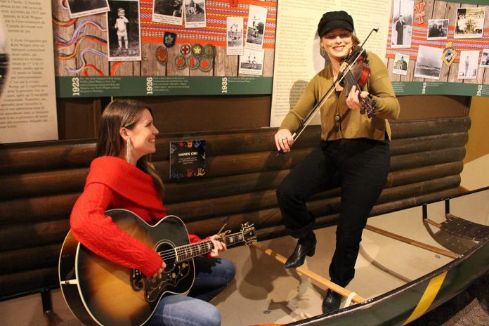 Musicians Kate Suhr and Melissa Payne performing at The Canadian Canoe Museum  on March 5, 2019 during the announcement of the Campfires & Cocktails event. Suhr and  Payne, along with musician Kate Brioux, will perform as the Dixie Hicks at the fundraiser, which takes place at the museum on May 4, 2019. (Photo courtesy of The Canadian Canoe Museum)