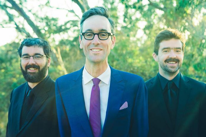 East Coast singer-songwriter David Myles (centre) will perform at the Market Hall Performing Arts Centre in downtown Peterborough on April 24, 2019, accompanied by Alan Jeffries (left) on guitar and Kyle Cunjak on bass. (Photo: Mat Dunlap)