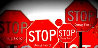 A "general strike" will take place on May 1, 2019 in cities across Ontario to protest the policies and recent funding cuts announced by the Ford government. The protests have largely been organized using social media. (Graphic: May 1st General Strike Against Ford @StopDoug / Facebook)
