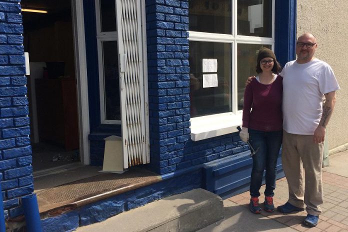 Anthony and Sam Lennan are busy preparing to open "The Food Shop", a store that will sell local food seven days a week in downtown Peterborough. (Photo: Eva Fisher / kawarthaNOW.com)