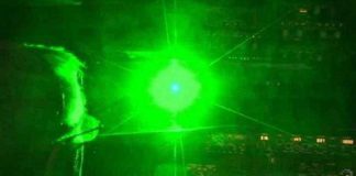 Laser light directed at aircraft can create a hazard by distracting or temporarily blinding a pilot during a critical phase of flight. It is a federal offence in Canada punishable by up to $100,000 in fines and/or up to five years in prison. (Photo: YouTube screenshot)
