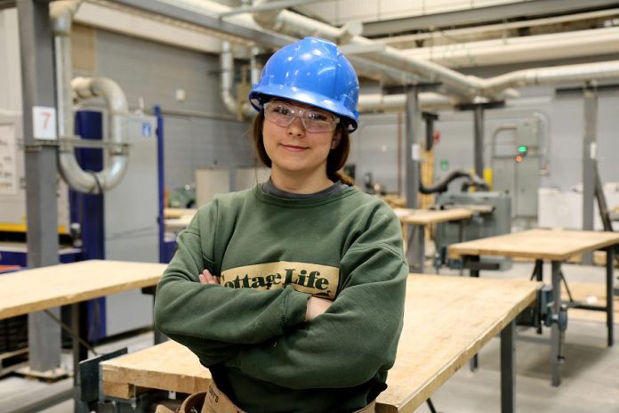 Erika Mistelbacher advises her fellow students considering a career in the skilled trades to apply to the Ontario Youth Apprenticeship Program. (Photo courtesy of Peterborough Victoria Northumberland and Clarington Catholic School Board)