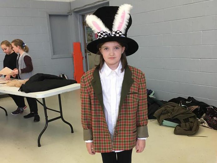 Mairi Silverthorn in costume as the March Hare during a rehearsal of  "Alice @ Wonderland: The Musical". (Photo:  Jim Mills)