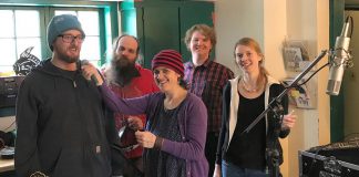 Trent Radio's Production Manager and Deputy General Manager Jill Staveley (centre), with (left to right) Matt Jarvis, Trent Radio's Local Content Project Manager Rob Hailman, Connor Stinson, and Erika Nininger. Trent Radio will continute its efforts in 2019 to build connections to the community and to improve accessibility and inclusivity, so that more people and groups can become involved in local radio while expanding the reach of the not-for-profit organization run by student volunteers from Trent University. (Supplied photo)