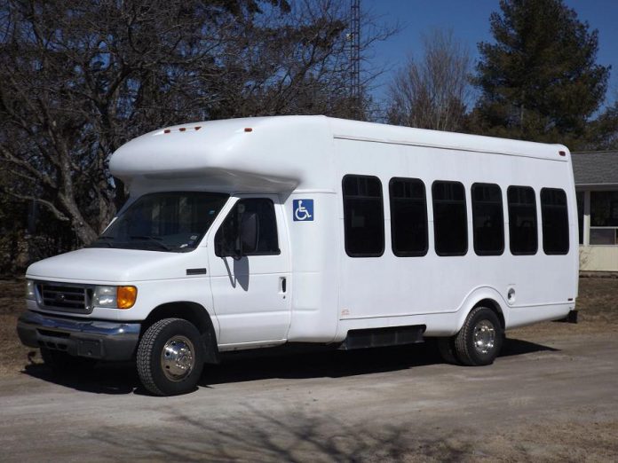 The accessible 20-passenger bus is owned by Michael Bryant and Pauline Kiely of Dromoland Stables in Little Britain. As well as the free bus service, it will also be used for paid bus tours. (Photo: White Lightning Bus Tours)