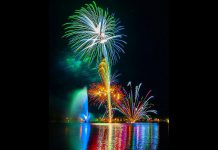 The 2018 fireworks display above Little Lake in Peterborough. The 2019 Rotary Victoria Day fireworks and family night takes place on May 18th, with a rain date of May 19th. Admission is free. (Photo: Devon Ulrich / devonulrichphoto.com)