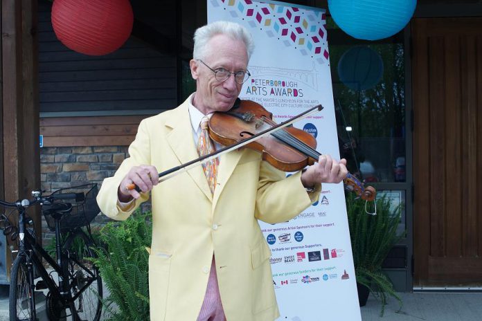 Local musician Curtis Driedger performs at The Mayor's Luncheon for the Arts on May 24, 2019, where local artists and arts supporters were recognized for outstanding achievement in the arts. (Photo: Bianca Nucaro-Viteri / kawarthaNOW.com)