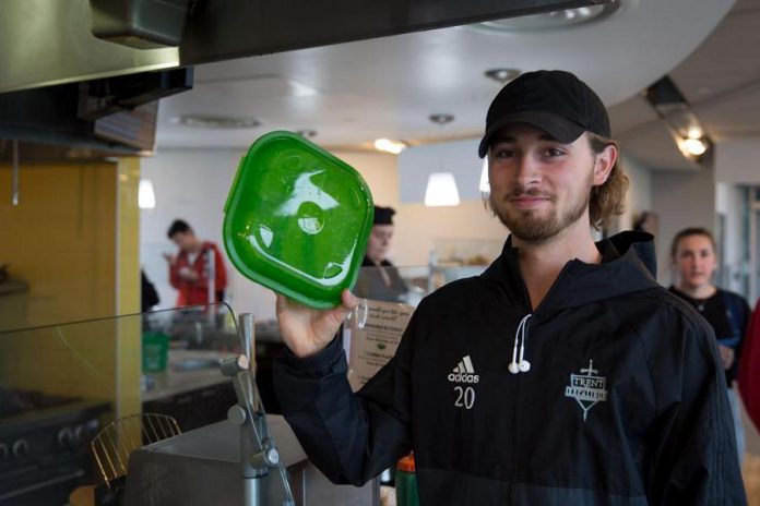 The Peter Gzowski College Dining Hall at Trent University, which first received its one-star green certification last October, is now a three-star certified green restaurant through the Green Restaurant Association. (Photo: Trent University)