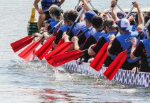 Time is running out to register as a paddler or a team for the 19th annual Peterborough's Dragon Boat Festival, which takes place on June 8, 2019 at Del Crary Park in downtown Peterborough. All proceeds raised by the festival will support breast cancer screening, diagnosis, and treatment at Peterborough Regional Health Centre. (Photo: Linda McIlwain / kawarthaNOW.com)