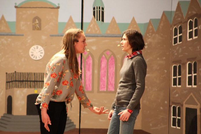 Hannah Boyes and Annika Goeckel as Delany and Sam, whose friendship is in jeopardy when they join different sororities.  (Photo: Enter Stage Right)