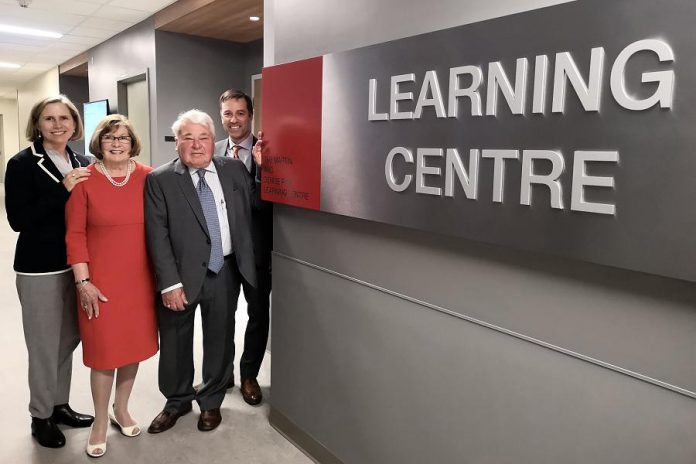 Dr. Rardi van Heest and Susan, Martin, and Charles Pick at the official dedication of the new Martin and Denise Pick Learning Centre at Peterborough Regional Health Centre on May 14, 2019. Through the  Otto and Marie Pick Charitable Foundation, the Pick family contributed to the $3.1 million cost of the learning centre, along with many other community donors. (Photo: Natasha Roulston / Peterborough Regional Health Centre)