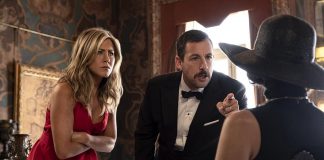 In the Netflix original mystery-comedy film "Murder Mystery", Adam Sandler and Jennifer Aniston are on a European vacation when they become the prime suspects in the murder of an elderly billionaire. It premieres on Netflix Canada on June 14, 2019. (Photo: Netflix)