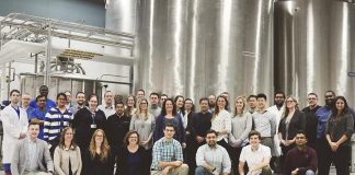 The team at Peterborough bio-tech startup Noblegen, which has secured $25 million in Series B financing led by Richardson Ventures Inc. and BDC. Noblegen co-founder, CEO, and chairman Adam Noble is pictured in the front row at the far left. (Photo: Noblegen)