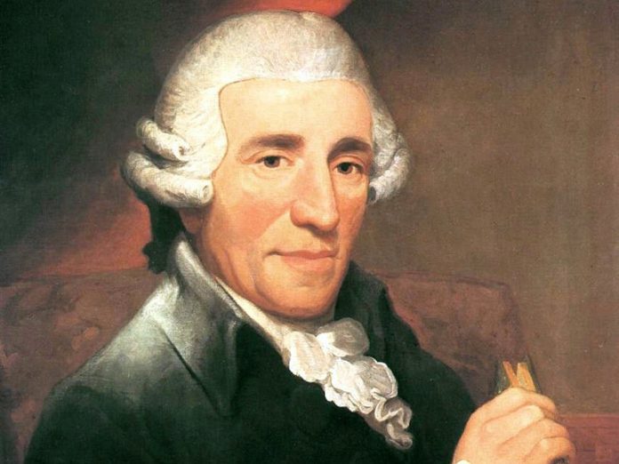 Detail of a portrait of composer Joseph Haydn by Thomas Hardy in 1791, two or three years before he wrote Symphony No. 100,   popularly known as the Military Symphony.  The Peterborough Symphony Orchestra will perform this piece at its season finale concert on May 25, 2019.  (Public domain photo)