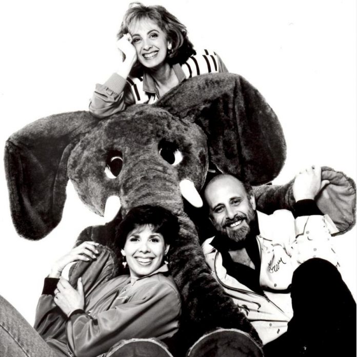 Sharon, Lois & Bram (Sharon Hampson, the late Lois Lillenstein, and  Bram Morrison) in a publicity photo for their CBC children's series "The Elephant Show". (Photo: Jim Allen)