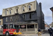 A business in East City was temporarily closed following a fire in a second-floor residential unit on April 30, 2019, thieves broke into the business and stole items including cash. The break-in took place sometime between May 1 and 6, 2019. (Photo: Bruce Head / kawarthaNOW.com)