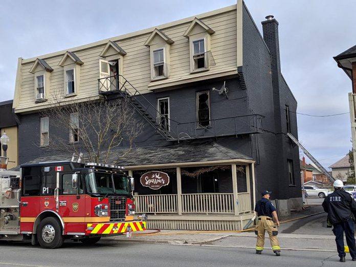 A business in East City was temporarily closed following a fire in a second-floor residential unit on April 30, 2019, thieves broke into the business and stole items including cash. The break-in took place sometime between May 1 and 6, 2019. (Photo: Bruce Head / kawarthaNOW.com)