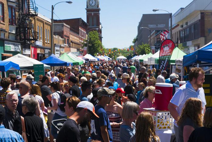 On Saturday, June 1st, the 2019 Taste of Downtown features food from 24 local restaurants, a beer and wine garden, live music from local performers, children's activities, and a sidewalk sale on Charlotte Street in downtown Peterborough. (Photo courtesy of Peterborough DBIA)