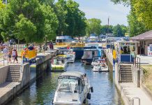 Lock 32 of the Trent-Severn Waterway in Bobcaygeon. Due to high water levels and flows, Parks Canada has delayed the opening of the Trent-Severn Waterway for the 2019 season by one week until Friday, May 24th. (Photo: Parks Canada)