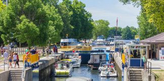 Lock 32 of the Trent-Severn Waterway in Bobcaygeon. Due to high water levels and flows, Parks Canada has delayed the opening of the Trent-Severn Waterway for the 2019 season by one week until Friday, May 24th. (Photo: Parks Canada)