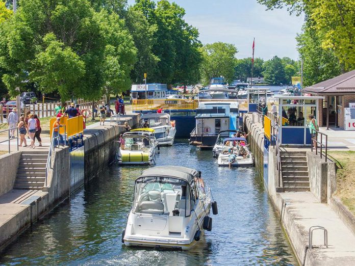 Lock 32 of the Trent-Severn Waterway in Bobcaygeon. Due to high water levels and flows, Parks Canada has delayed the opening of the Trent-Severn Waterway for the 2019 season by one week until Friday, May 24th. (Photo: Parks Canada)