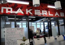 The MakerLab at the Venture13 Innovation and Entrepreneurship Centre in Cobourg, which celebrated its one-year anniversary on May 21, 2019. (Photo: April Potter / kawarthaNOW.com)