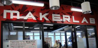 The MakerLab at the Venture13 Innovation and Entrepreneurship Centre in Cobourg, which celebrated its one-year anniversary on May 21, 2019. (Photo: April Potter / kawarthaNOW.com)