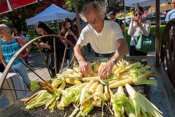 Artist Ron Benner, whose multimedia installation 'Trans/mission: Barley-Corn-Maize' is on display all year in the Loft Gallery at Visual Arts Centre of Clarington, will be serving up free freshly roasted corn and barley soup on July 19th.  (Photo courtesy of the Visual Arts Centre of Clarington)