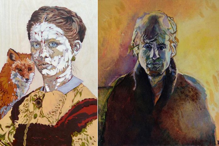 Detail of portraits by Henry Melissa Gordon (left) and Rocky Green (right). 'Two Solitudes' at the Wildewood Gallery in Maynooth will feature work by both artists. (Photos courtesy of the artists)