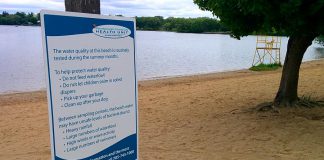 Published every Friday during swimming season, The Beach Report™ lists the the results of water quality testing at beaches in the Kawarthas. In Peterborough, the water at Roger's Cove Park beach and Beavermead Park beach (pictured) is tested every business day. (Photo: Bruce Head / kawarthaNOW.com)