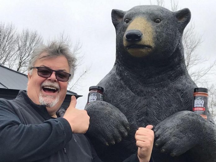 Chef Ted Reader with 7&46 Shop's resident mascot Corneilius the Bear. Known as "Godfather of the Grill", Reader will be grilling at 7&46 Shop on June 14, 2019 as part of the Kawartha Lakes eatery and giftware destination's fifth anniversary celebrations. (Supplied photo)