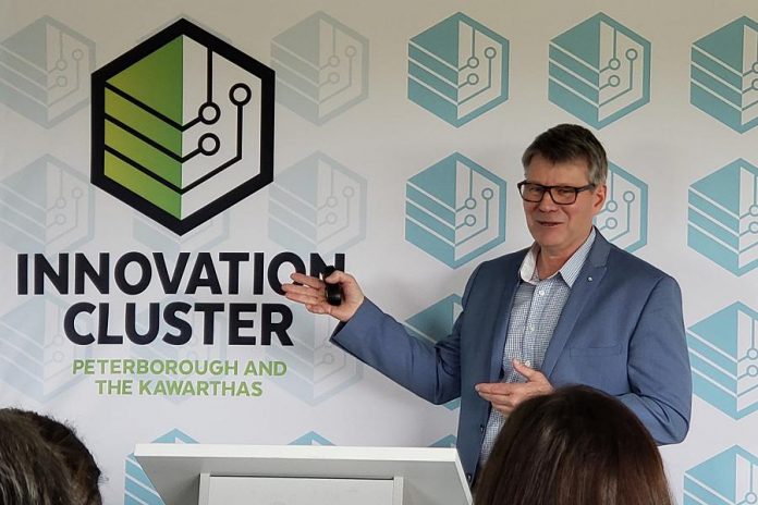 Innovation Cluster president and CEO John Gillis shares the highlights of the economic development organization over the past year during the Innovation Cluster's annual general meeting on May 30, 2019. (Photo courtesy of the Innovation Cluster)