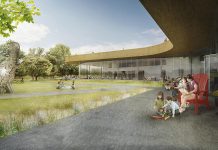 A coneptural rendering of the outdoor terrace at The Canadian Canoe Museum's new 85,000-square-foot facility to be built beside the Peterborough Lift Lock on the Trent-Severn Waterway. The terrace will be named in honour of Toronto-based philanthropists George and Kathy Dembroski, who have donated $500,000 to the museum's capital campaign for the new facility. (Supplied graphic)