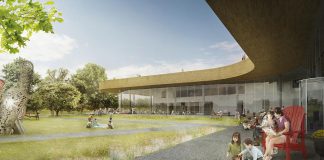 A coneptural rendering of the outdoor terrace at The Canadian Canoe Museum's new 85,000-square-foot facility to be built beside the Peterborough Lift Lock on the Trent-Severn Waterway. The terrace will be named in honour of Toronto-based philanthropists George and Kathy Dembroski, who have donated $500,000 to the museum's capital campaign for the new facility. (Supplied graphic)