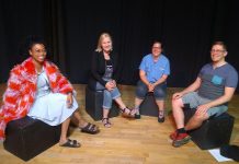 'Code of Conduct - A Sketch Comedy Revue' is a series of short sketches written and performed by (left to right) Rebecca Bloom, Heather McCullough, Miranda Warren, and Dave Cave. From small-town interactions to flirting miscommunications, this show parodies those painful moments we all feel when living under social codes. The show runs for four performances at Lindsay Little Theatre on June 14th and 15th and June 21st and 22nd. (Photo: Sam Tweedle / kawarthaNOW.com)