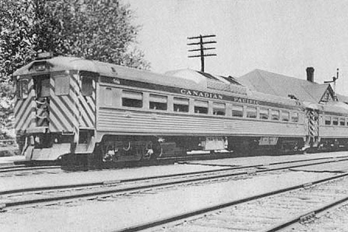 A CPR passenger train stopping in Peterborough in 1955. (Photo: Ray Corley)