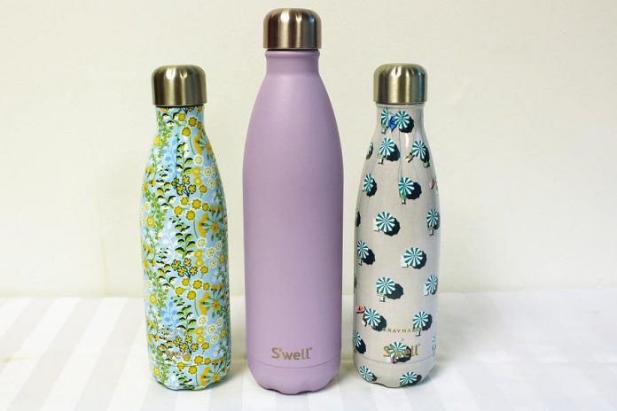 S’well bottles are made of durable stainless steel and are triple-walled, vacuum insulated, with food grade silicone seals to keep your water cold, and sealed up nice and tight with no leaks. (Photo courtesy of GreenUP)