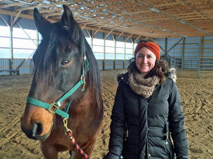 Kawartha Sexual Assault Centre social worker Katie McKeiver, part of the team behind Building Internal Resilience Through Horses, with Sebastian of The Mane Intent. (Photo: The Mane Intent)