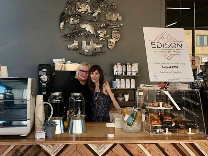 The Edison Espresso and Pastry Bar, located in the lobby of the VentureNorth building in downtown Peterborough is now the main focus for food entrepreneur Lindsay Brock (right). She opened The Edison in August 2018 and demand from tenants in the building as well as neighbouring buildings has continued to grow. (Photo: The Edison Espresso and Pastry Bar)