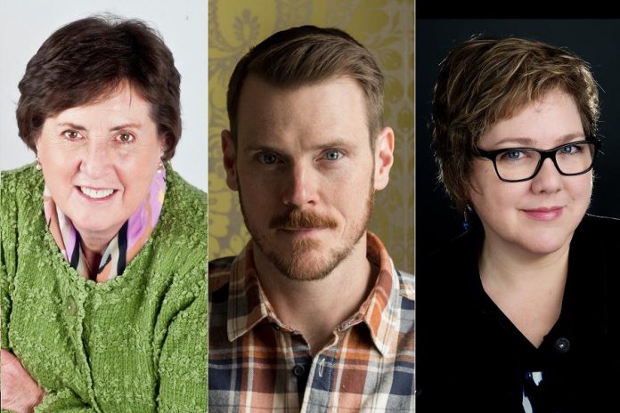 Local fiction writers Jane Bow, Andrew Forbes, and Laura Rock Gaughan will be reading from their recently published books at the free Local Authors' Tent in Cenotaph Park at the Lakefield Literary Festival on Saturday, July 13, 2019. (Supplied photos)