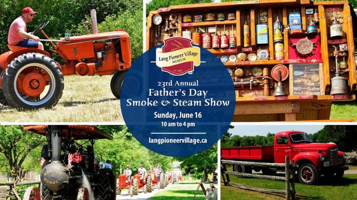 There's lots to see and do for dad and the entire family at the 23rd annual Father's Day Smoke & Steam Show at Lang Pioneer Village in Keene on June 16, 2019.  (Graphic courtesy of Lang Pioneer Village Museum / Facebook)