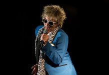 Doug Varty as British pop-rocker Rod Stewart in tribute act Forever Young, which performs a free, sponsor-supported Canada Day concert at Peterborough Musicfest in Del Crary Park in downtown Peterborough on July 1, 2019. (Photo: Spitzky Media)